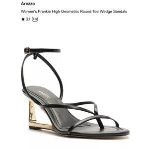 Arezzo Frankie High Geometric Shoes Women's Size 11 Black Wedge Sandals New